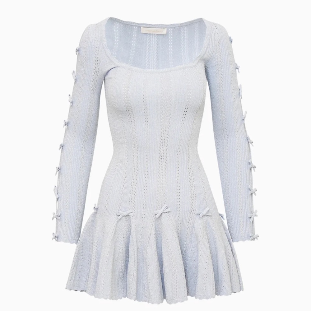 LoveShackFancy Seychelle Ribbed Pointelle Mini Dress